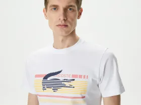 Мужская приталенная Футболка Lacoste приталенного кроя с круглым вырезом