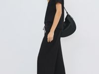 Прямые брюки с эластичным поясом, Черный