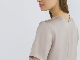 Сатиновое платье-футболка, Бежевый