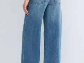 Широкие джинсы Wide leg с обвесом, Синий