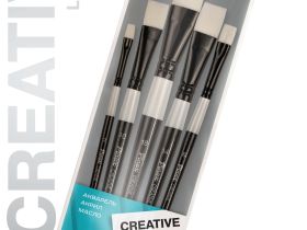 Набор кистей белая синтетика Pinax "CREATIVE White Taklon" плоские 5 шт