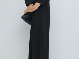 Платье с воротником-поло, Черный