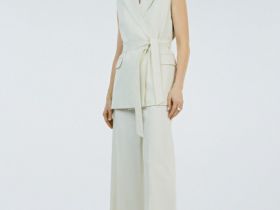 Широкие брюки со льном, Бежевый