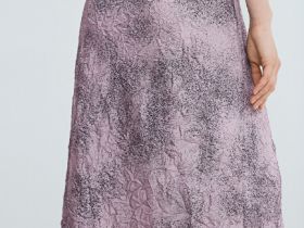 Атласная юбка из жатой ткани, Розовый