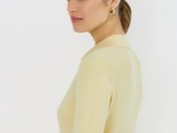 Вязаное платье с отложным воротником, Желтый