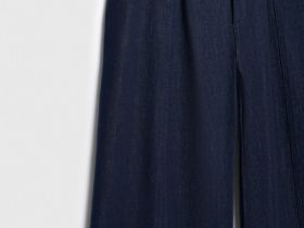 Широкие джинсы из тонкого денима с поясом на резинке, Синий