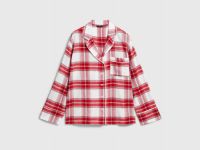 Пижамная рубашка в клетку из фланели, Красный