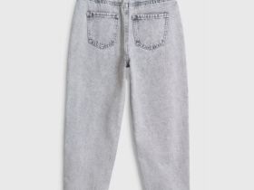 Прямые джинсы с высокой посадкой, Серый