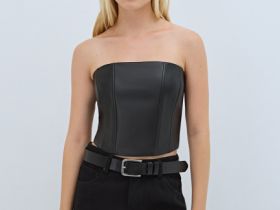 Топ-корсет из искусственной кожи, Черный