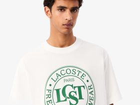 Мужская футболка Lacoste из плотного хлопка с принтом