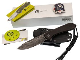 Нож CIVIVI Fixed Blade Elementum Black, сталь дамаск