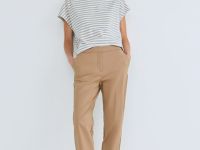 Футболка в полоску со спущенным плечом, Бежевый