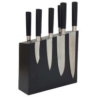 Подставка настольная магнитная для 8 ножей Woodinhome KS004SOBL, дуб, черный