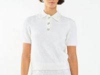 Джемпер поло из пряжи с ангорой, Белый