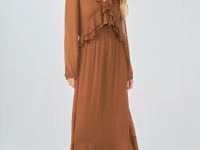 Платье с воланами и завязками, Оранжевый