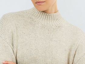 Вязаный джемпер с бахромой, Бежевый