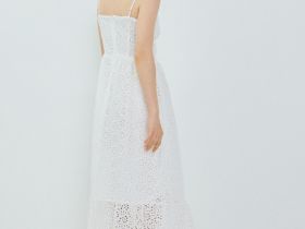 Сарафан из хлопка с вышивкой и воланом, Белый