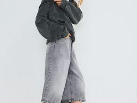 Джинсовые шорты-бермуды с высокой посадкой, Серый