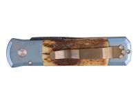 Автоматический нож Pro-Tech Godson Custom 004, сталь Chad Nichols Virus Damascus, рукоять титан/мастодонт, синий