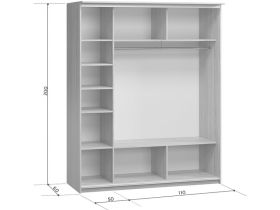 Шкаф-купе Байкал 3-160x200 Дуб Сонома 1 зеркало