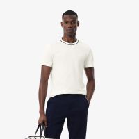 Мужская футболка Lacoste с воротником в полоску из эластичного хлопка