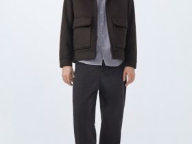 Куртка из пальтовой ткани с накладными карманами, Коричневый