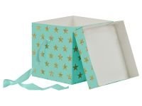 Коробка складная подарочная MESHU "Stars", 15*15*15 см, с лентой, отд. блестками