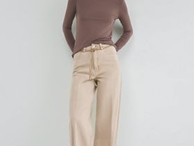 Лонгслив с содержанием модала и шёлка, Коричневый