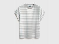 Футболка в полоску со спущенным плечом, Бежевый