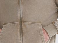 Толстовка на молнии с эффектом стирки, Бежевый