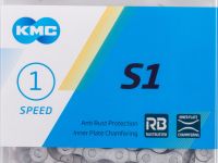 Цепь KMC S1 1 скорость, замок (серебристый 112 звеньев)
