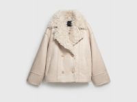 Дублёнка из искусственной замши и меха, Бежевый