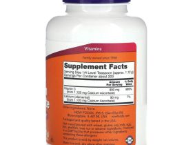 NOW Foods, чистый, буферизованный аскорбат кальция, порошок витамина С, 227 г (8 унций)