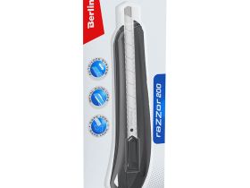Нож канцелярский Berlingo "Razzor 200" 18 мм, auto-lock, металл.направл., черный, европодвес
