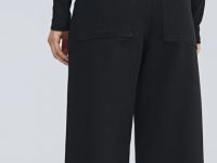 Укороченные широкие джинсы, Черный