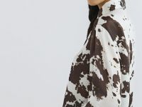 Блузка с анималистичным принтом, Оранжевый