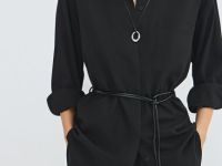 Рубашка с поясом-шнуром, Черный