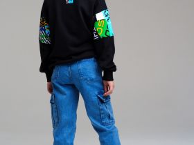 Брюки текстильные джинсовые для мальчиков