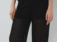 Широкие брюки из структурной ткани, Черный