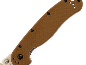 Нож складной Ontario RAT-1, сталь Aus-8, Satin, рукоять термопластик GRN, brown