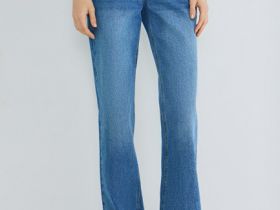 Прямые джинсы с высокой посадкой, Синий