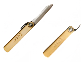 Складной нож Nagao Higonokami Mame Miniature, 40мм, сталь SK-5, рукоять латунь, без чехла