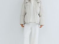 Утеплённая куртка с капюшоном, Бежевый