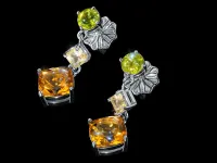 Пусеты из серебра с и цитринами э0681пс01260383