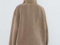 Толстовка из шерпы с воротником на молнии, Коричневый