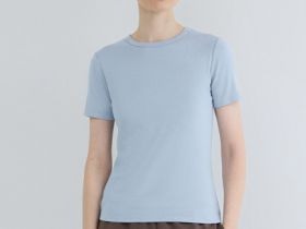 Приталенная футболка в рубчик, Голубой