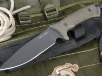 Нож с фиксированным клинком Spartan Blades Harsey Difensa, сталь CPM-S35VN Tungsten DLC, рукоять зеленая микарта, чехол черный