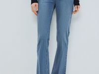 Расклёшенные джинсы с высокой посадкой, Синий