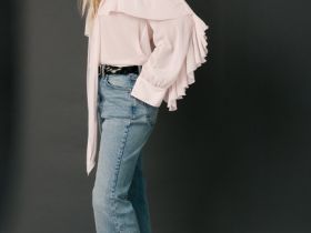 Джинсы Bootcut с высокой посадкой, Голубой