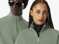 Хлопковый свитшот Lacoste унисекс свободного кроя из плотного флиса с застежкой-молнией на воротнике